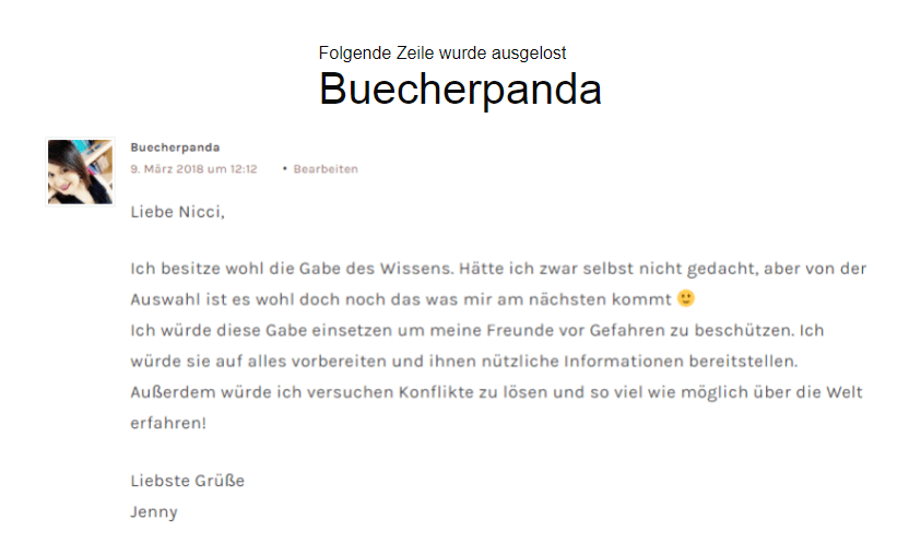 Gewinnspiel Die fünf Gaben Gewinner3